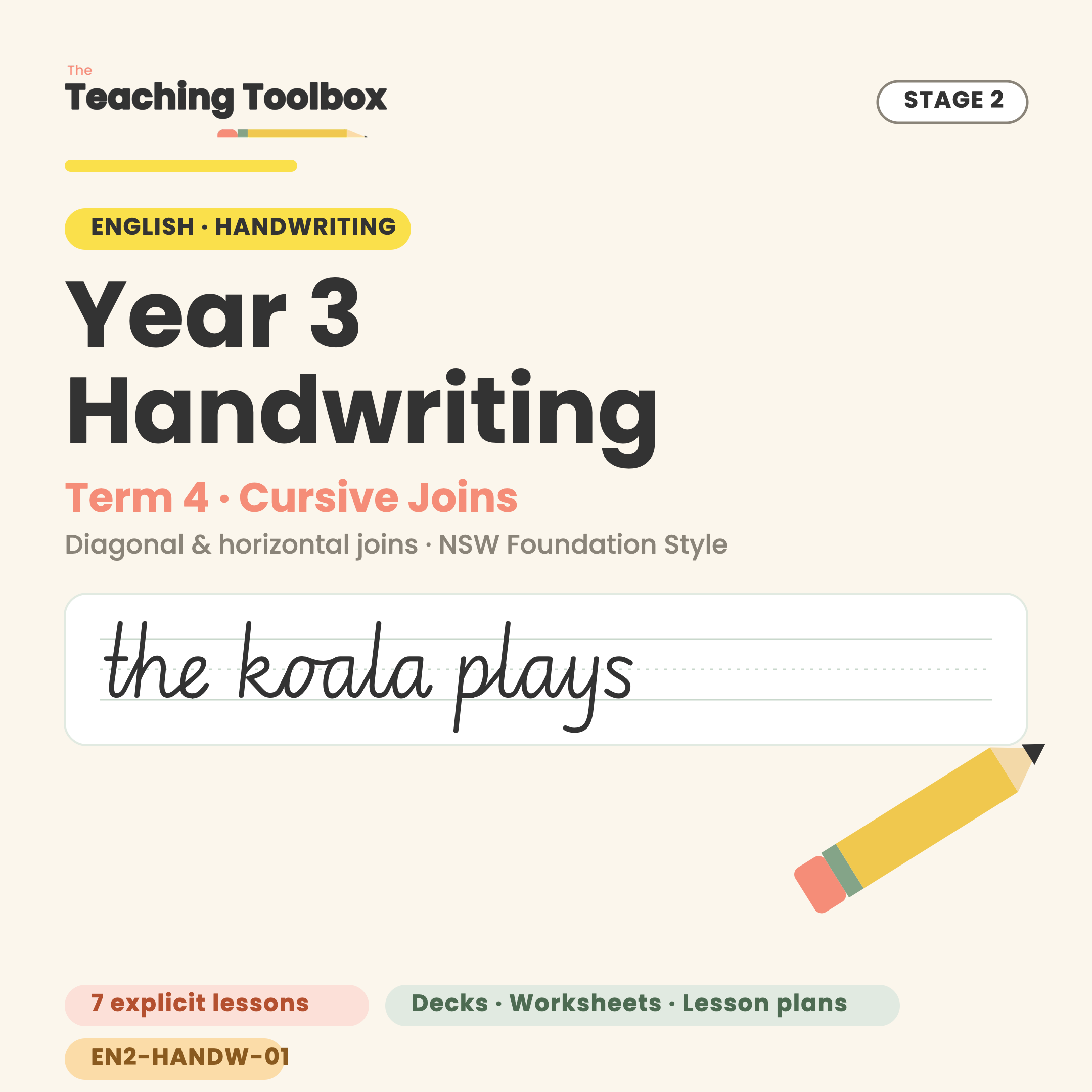 Cursive Joins — Diagonal & Horizontal — HANDW-Y3T4 cover
