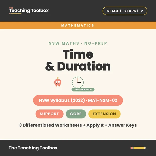 Time & Duration (O'clock, Half Past, Quarter Past & To) — MA1-NSM-02 cover