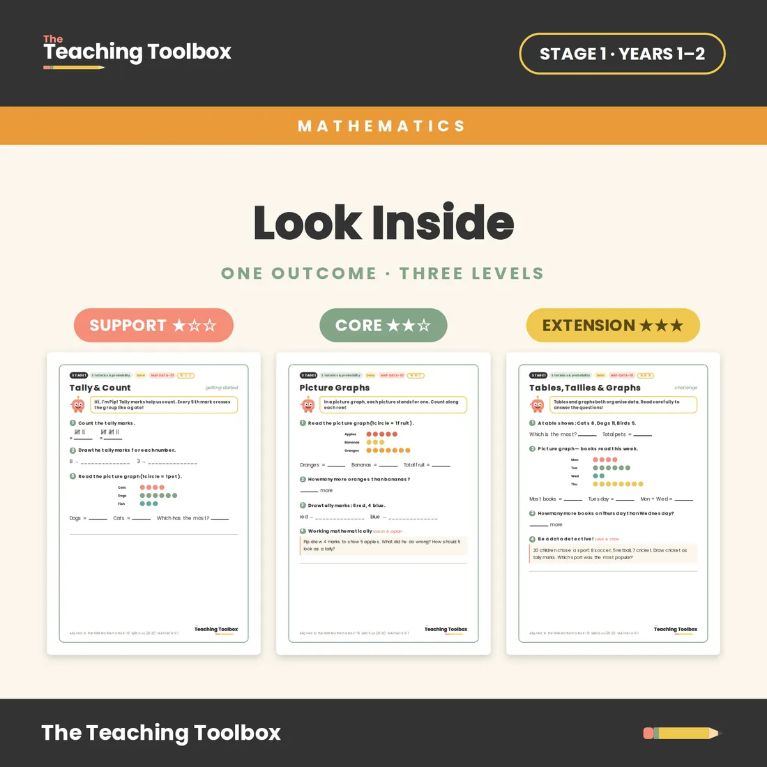 Collecting & Representing Data (Tallies & Picture Graphs) — Look inside