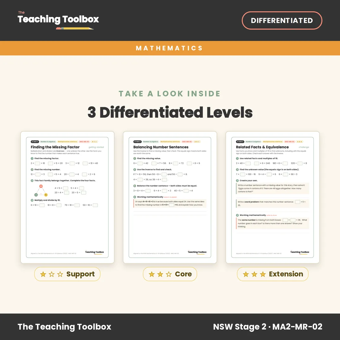 Number Sentences & Missing Factors — Look inside