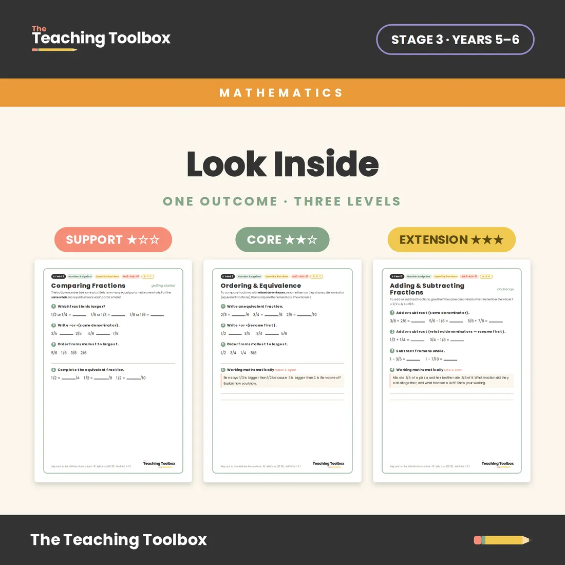 Comparing & Ordering Fractions — Look inside