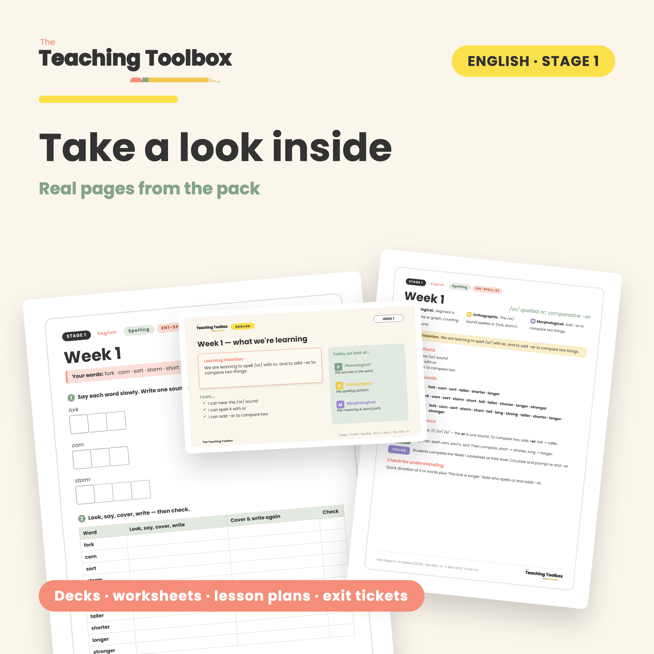 /or/ & /er/ Sounds; Comparatives & Prefixes — Look inside