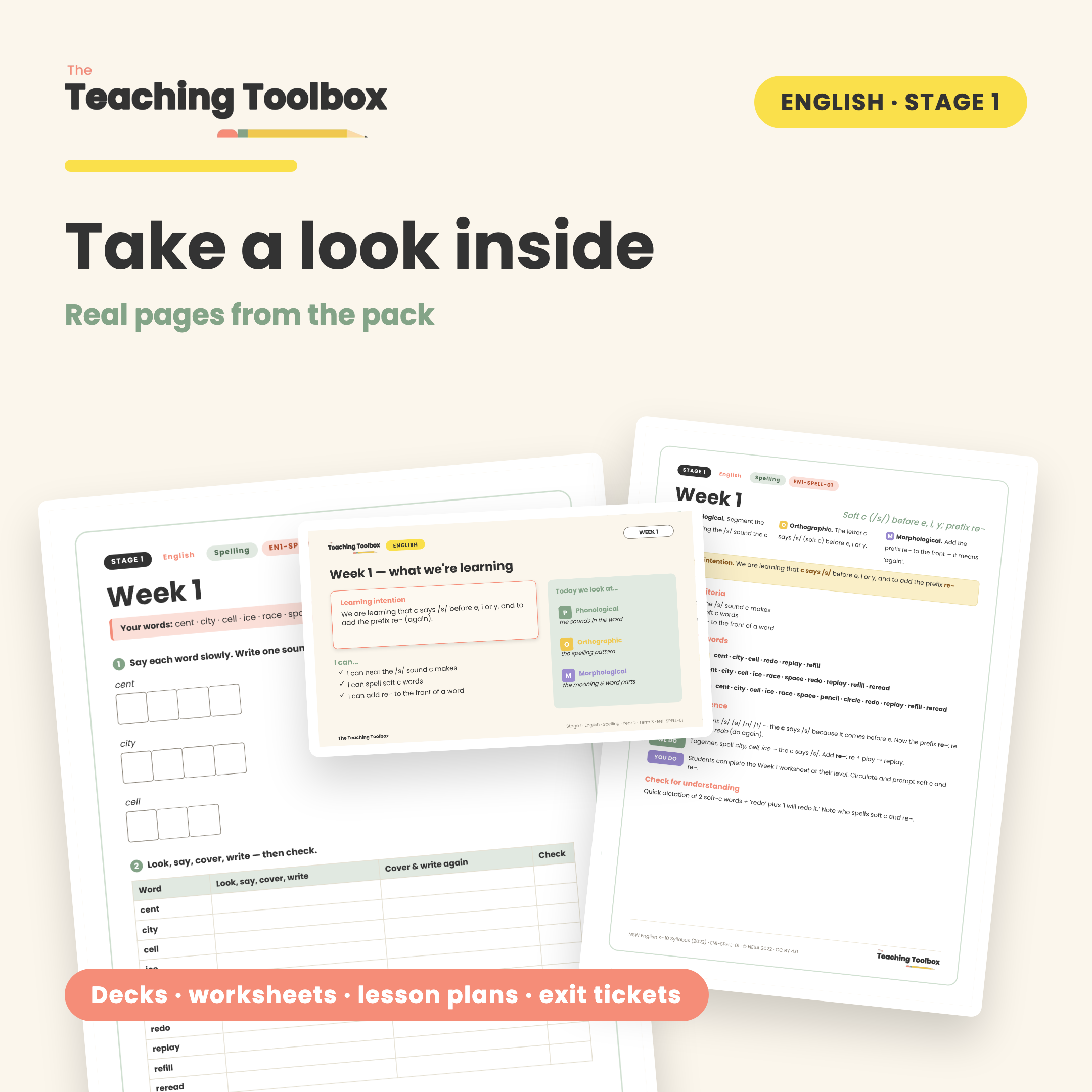 Soft c & g; dge, ge & tch; Prefixes — Look inside