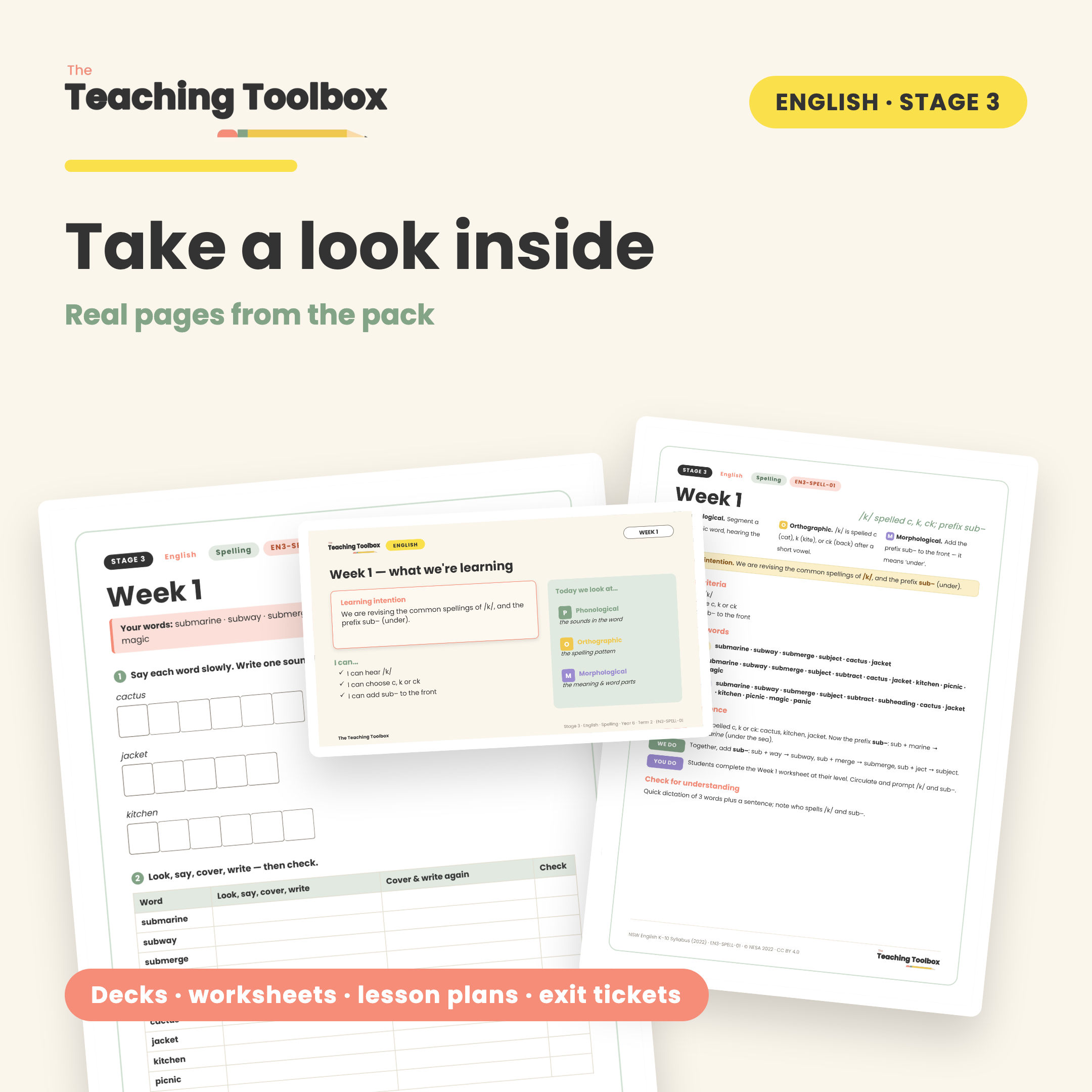/k/ Spellings & Double Letters; Prefixes — Look inside