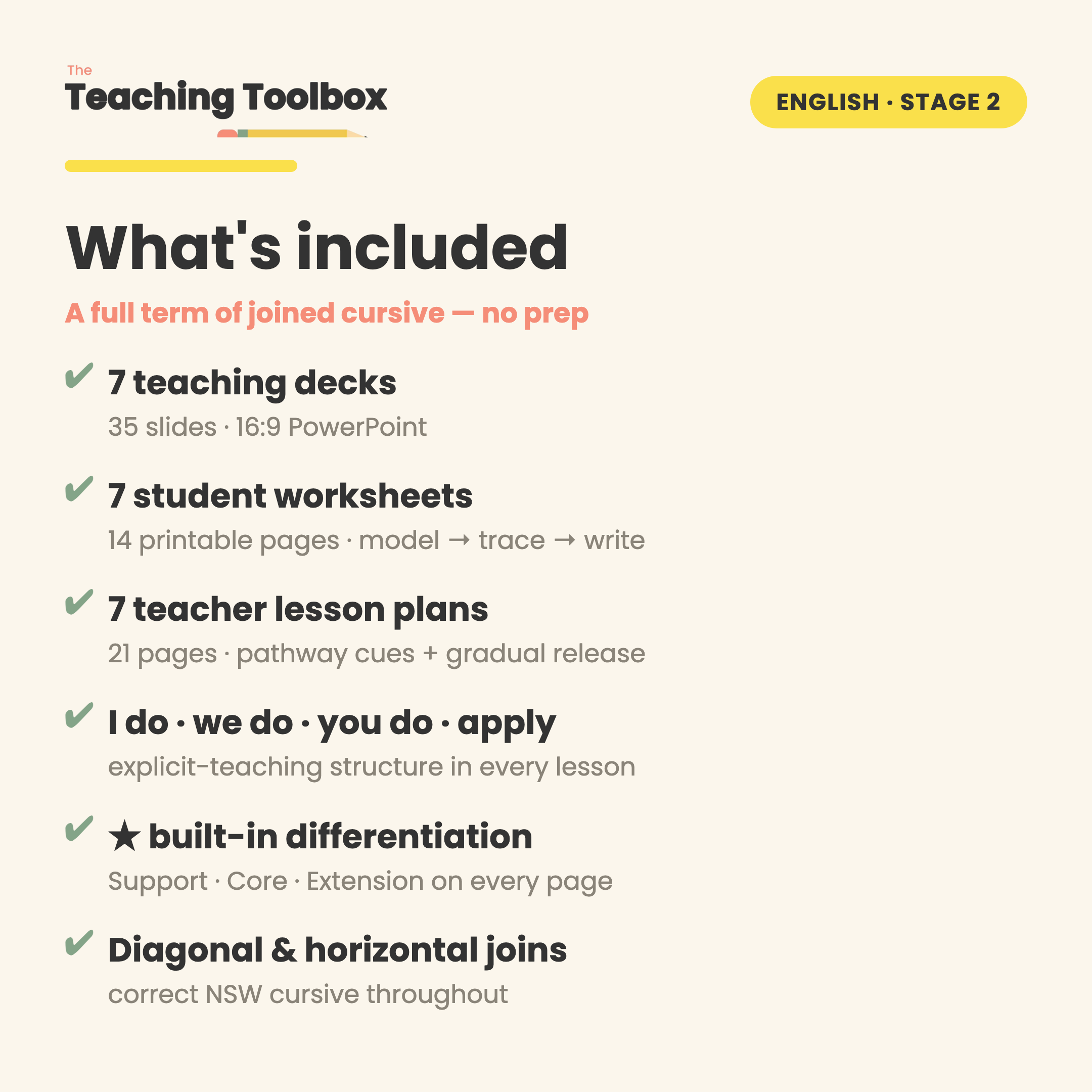 Cursive Joins — Diagonal & Horizontal — What's included
