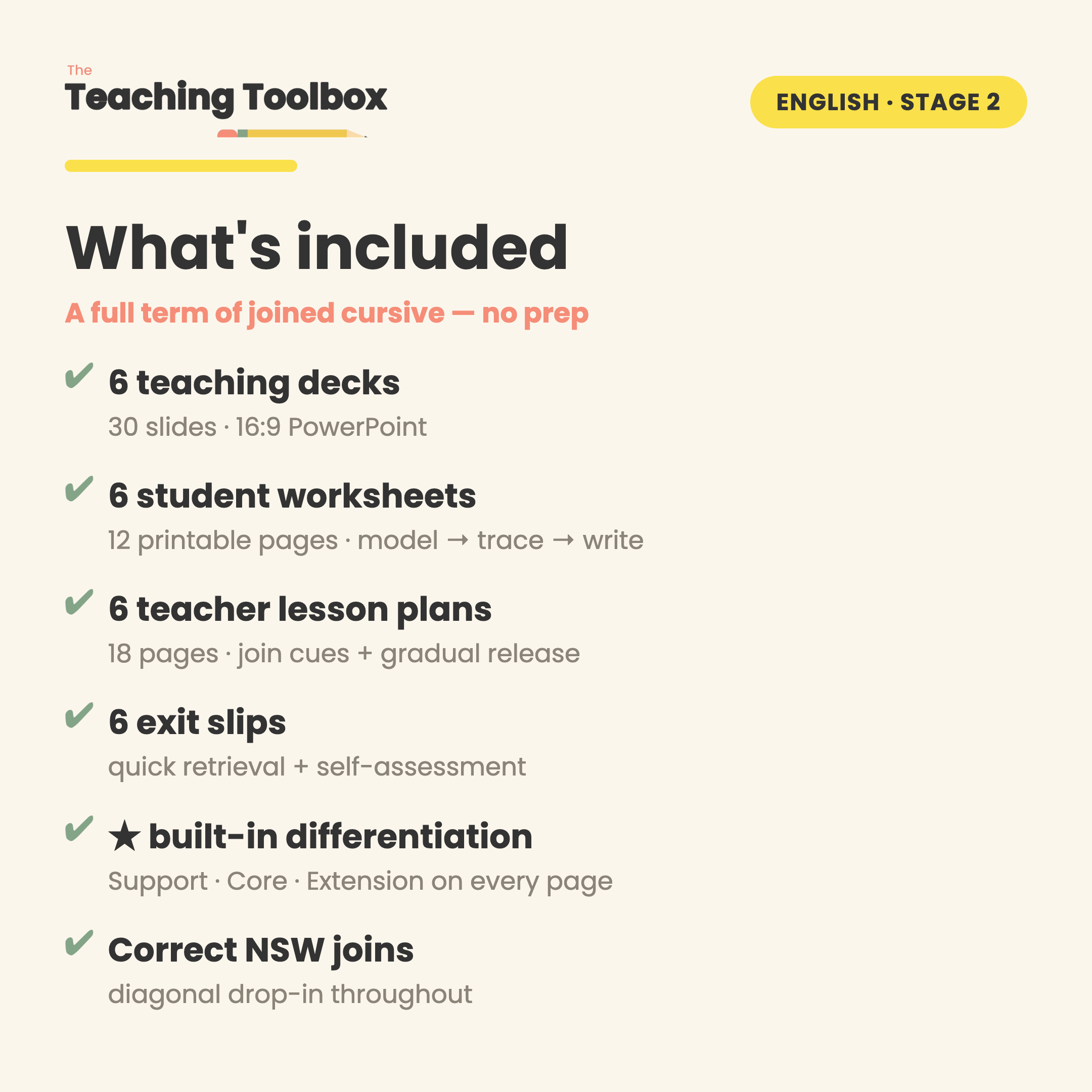 Diagonal Joins — What's included