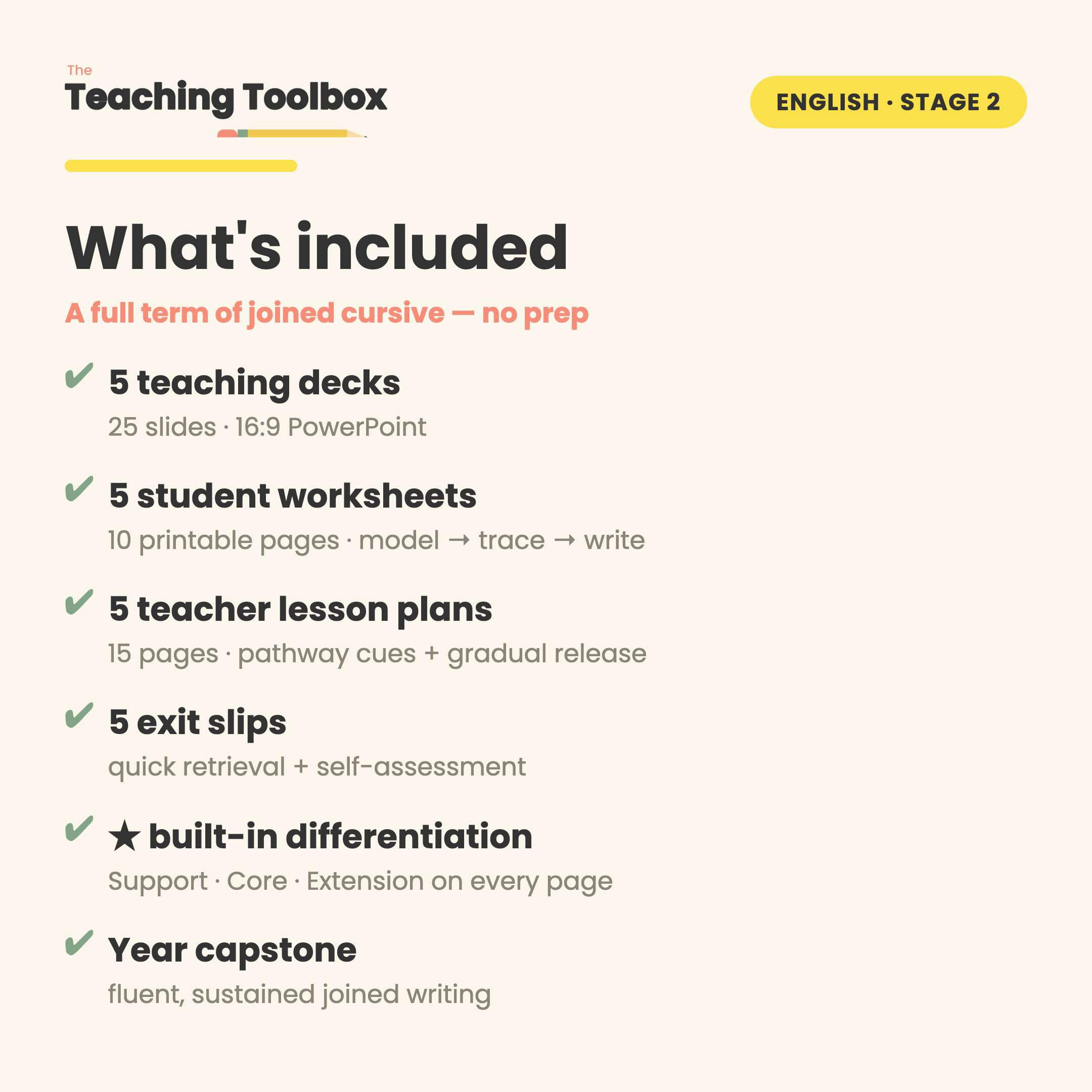 Sustaining Cursive — What's included