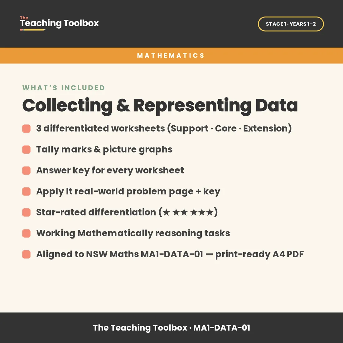 Collecting & Representing Data (Tallies & Picture Graphs) — What's included