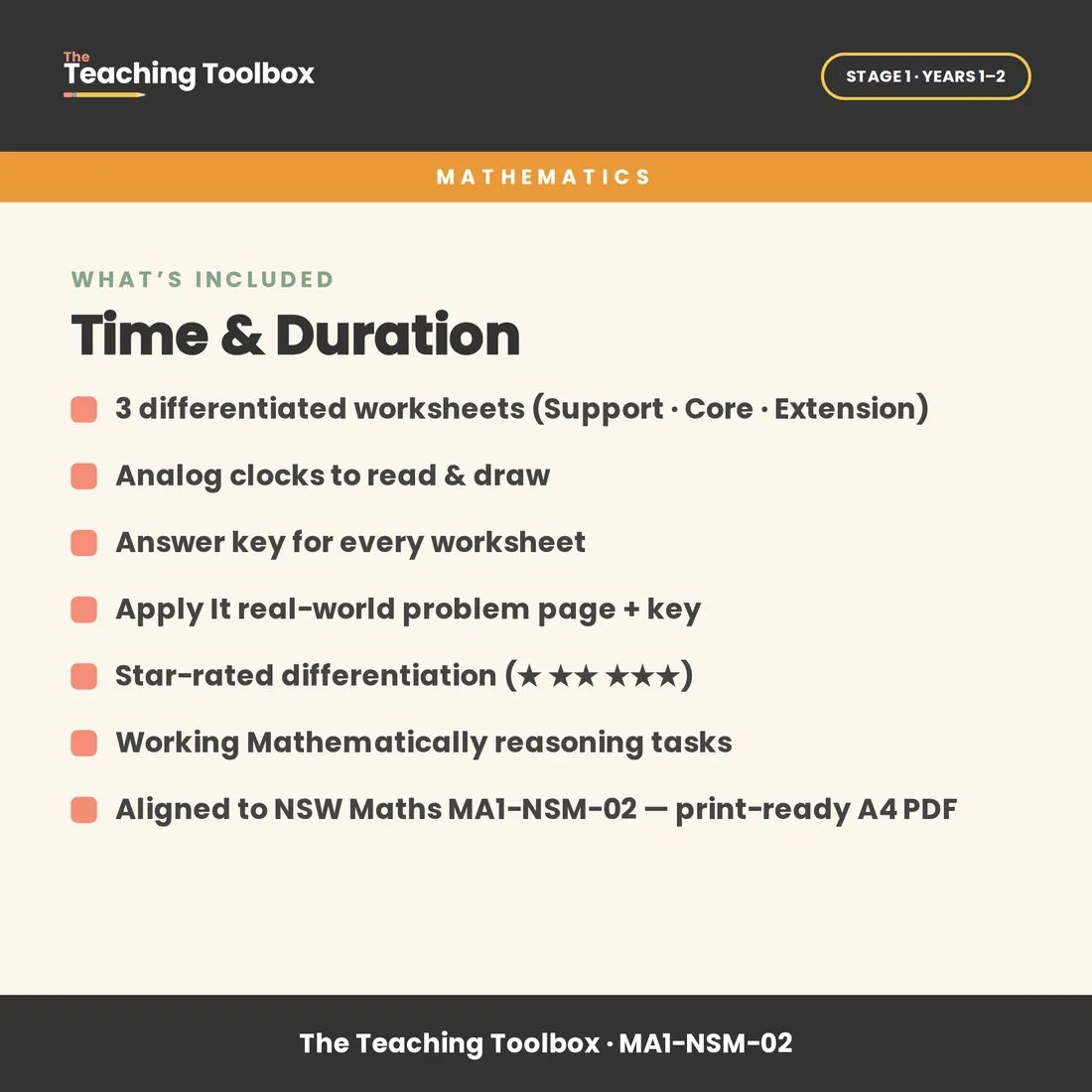 Time & Duration (O'clock, Half Past, Quarter Past & To) — What's included