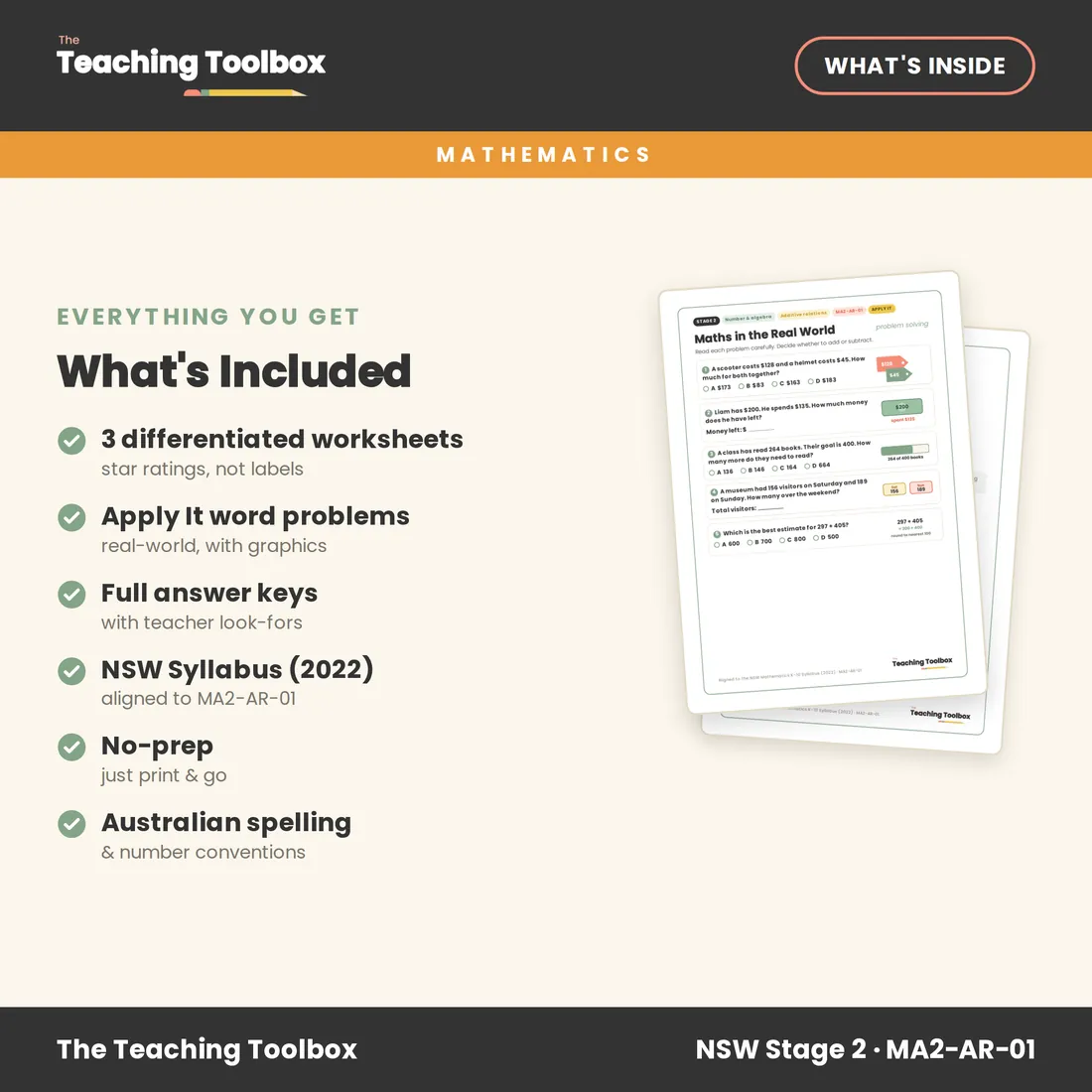 Addition & Subtraction Strategies — What's included