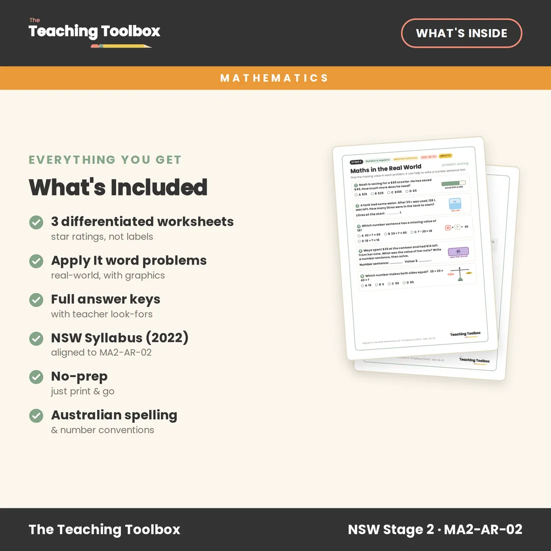 Number Sentences & Missing Values — What's included