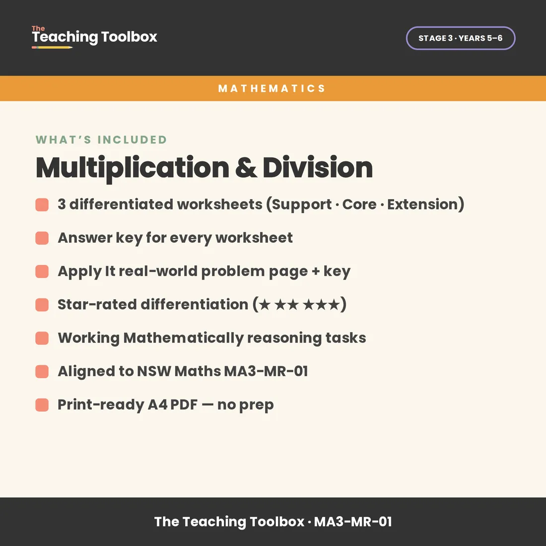 Multiplication & Division — What's included